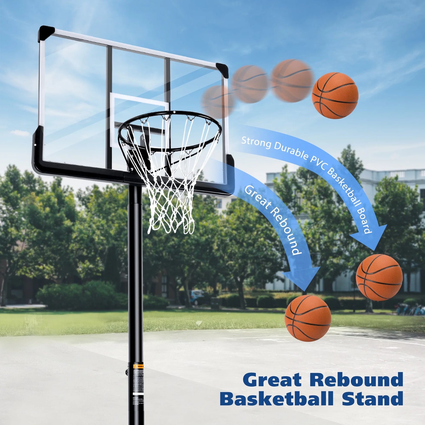 Basketball Hoop Portable Basketball System with Adjustable Height with Big Backboard & Large Base for Youth Adults Family Indoor Outdoor