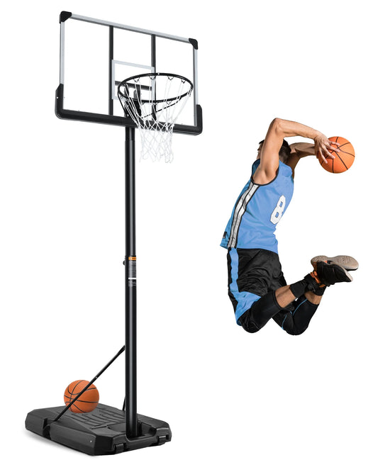 Basketball Hoop Portable Basketball System with Adjustable Height with Big Backboard & Large Base for Youth Adults Family Indoor Outdoor